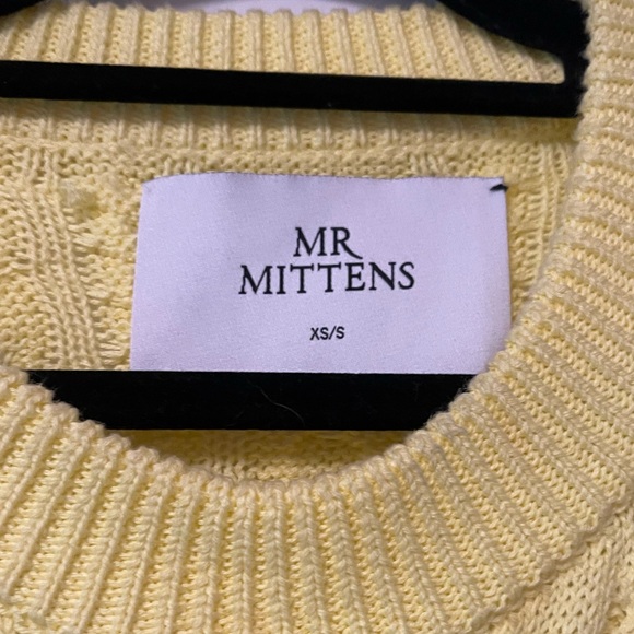 I Love Mr Mittens Yellow Cable Knit Sweater Size XS/S - Picture 4 of 5